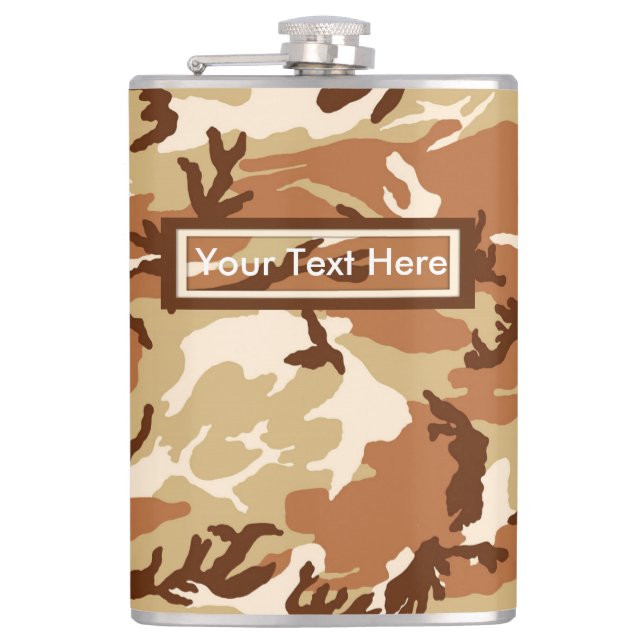 Cantil U.S. Militares Desert Sand Camo 6 oz ou 8 oz Flask (Frente)