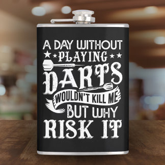 Cantil Um Dia Sem Darts, Vinil Envolvido Flask 8 Oz.