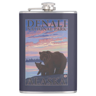 Cantil Urso e Cub - parque nacional de Denali, Alaska