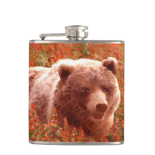 Cantil Urso Grizzly na Pintura de Arte Selvagem com Algas