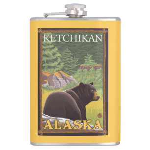 Cantil Urso preto na floresta - Ketchikan, Alaska