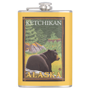 Cantil Urso preto na floresta - Ketchikan, Alaska