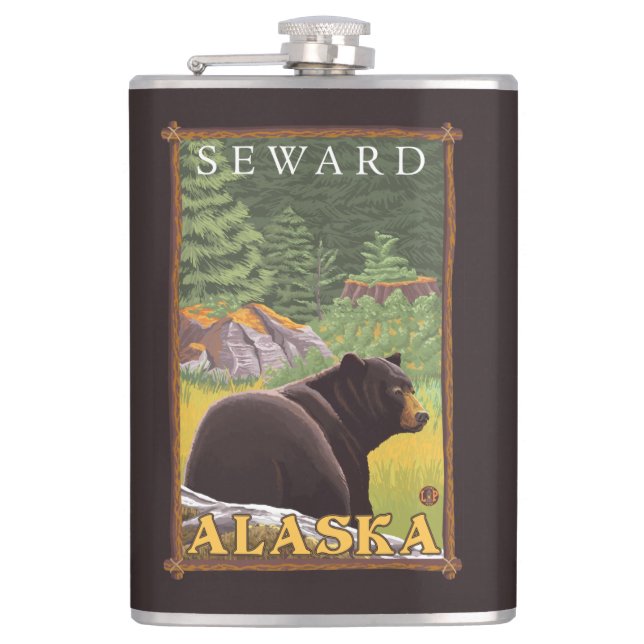 Cantil Urso preto na floresta - Seward, Alaska (Frente)