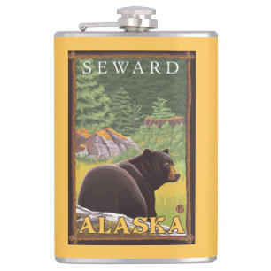 Cantil Urso preto na floresta - Seward, Alaska