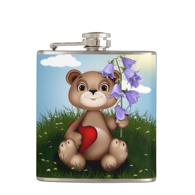 Cantil Urso Segurando Buquê Flor-30926 (Frente)