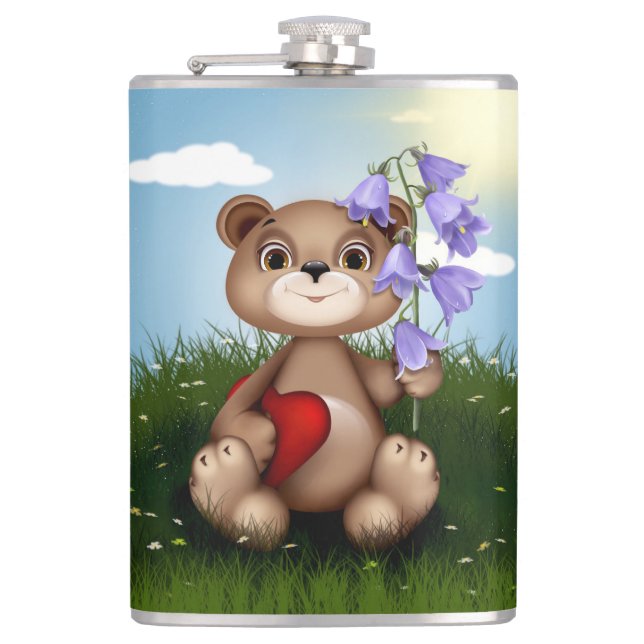 Cantil Urso Segurando Buquê Flor-30926 (Frente)