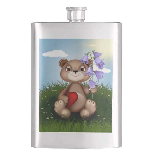 Cantil Urso Segurando Buquê Flor-30926 (Frente)