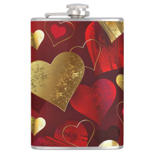 Cantil valentines dourados e vermelhos