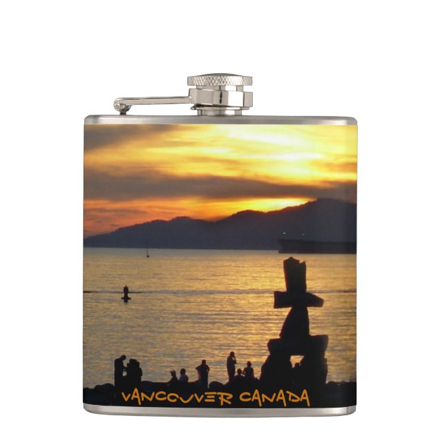 Cantil Vancouver Souvenir Flask Custom Vancouver BC Flask (Frente)