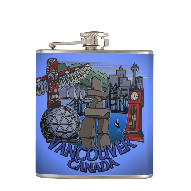Cantil Vancouver Souvenir Flask Personalizado Van Landmar (Frente)