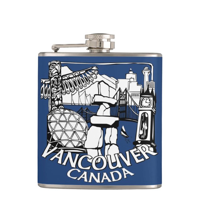 Cantil Vancouver Souvenir Flask Vancouver Landmark Gifts (Frente)