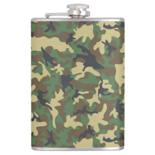 Cantil Verde Castanho Camouflage Vinil Molhado Flask 8 oz