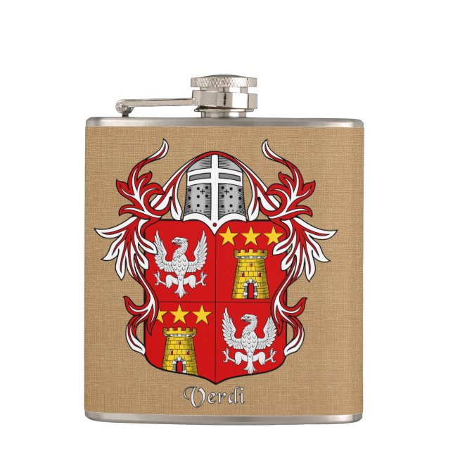 Cantil Verdi Heraldic Shield com Helm e Mantle (Frente)