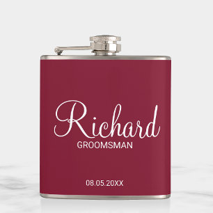 Cantil Vermelho Borgonha Moderno Groomsman Personalizado