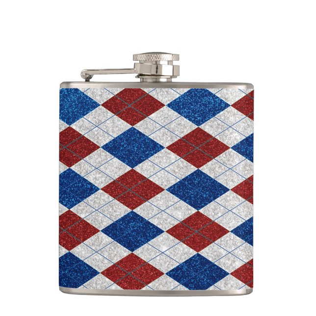 Cantil Vermelho, Branco, Azul Argyle Glitter 4 de Julho (Frente)