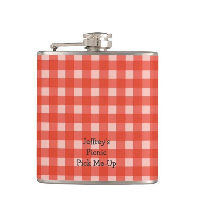 Cantil Vermelho personalizado e garrafa retro verificada (Frente)