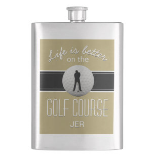 Cantil Vida é Melhor Citação Golfe Monograma Dourado Pret
