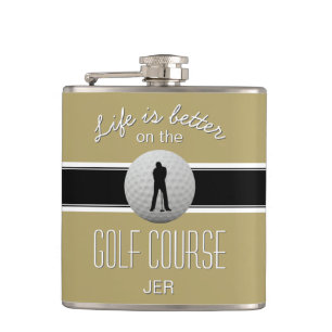 Cantil Vida é Melhor Cota Golfe Monograma Dourado Preto