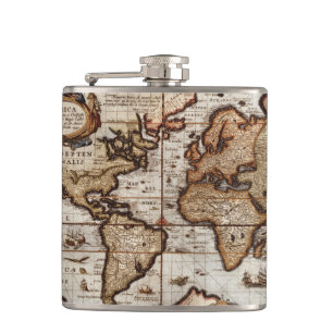 Cantil Vintage Antigo Mapa do Mundo Histórico-Buff