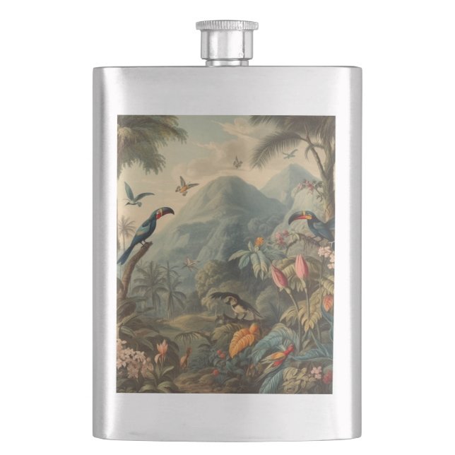 Cantil Vintage botânica de tucanos e flores (Frente)