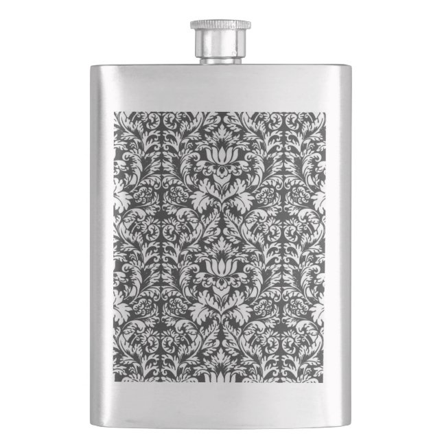 Cantil Vintage Brocado de Renda de Damasco Preto e Branco (Frente)