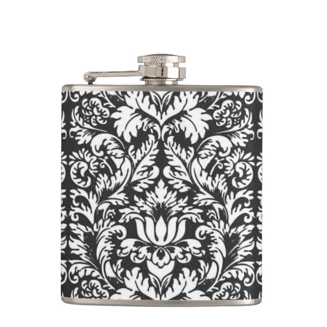 Cantil Vintage Brocado de Renda de Damasco Preto e Branco (Frente)