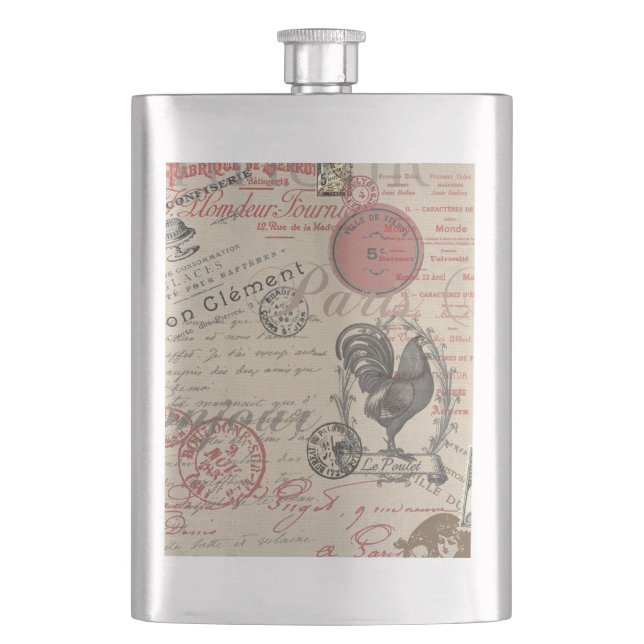 Cantil Vintage French Escrevendo Tipografia Paris Rooster (Frente)