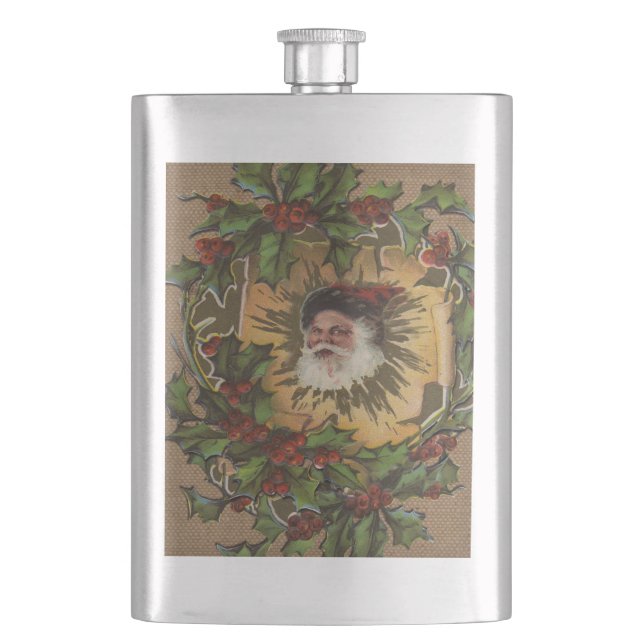 Cantil Vintage Papais noeis Antiguamente Natal Holly (Frente)