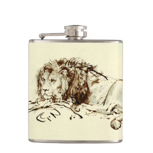 Cantil Vintage Rembrandt Ink Sketch de um Leão
