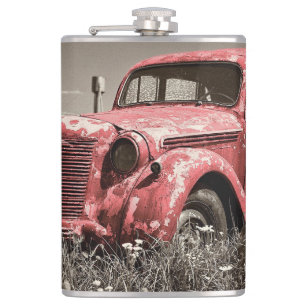 Cantil Vintage Rusty Red Truck Flask