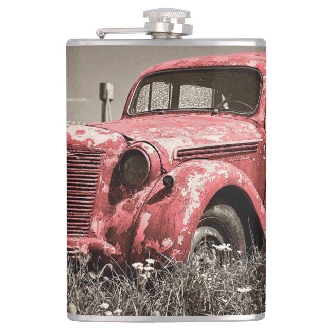 Cantil Vintage Rusty Red Truck Flask (Frente)