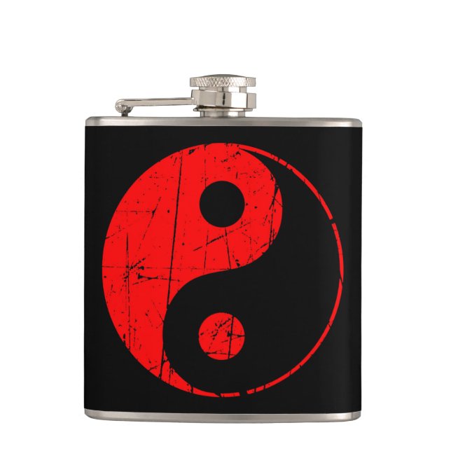 Cantil Vintage vermelho e preto riscado Yin Yang (Frente)