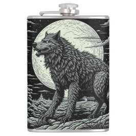 Cantil Vintage Werewolf em frente à lua cheia