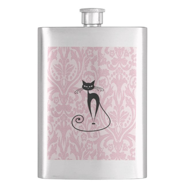Cantil Vintagem de damasco preto elegante (Frente)