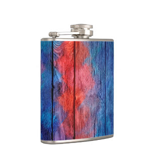 Cantil Vintagem de Madeira Vermelha e Azul