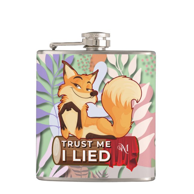 Cantil Vinyl Flask 6oz : Confie em mim (verde claro) (Frente)