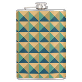 Cantil Vinyl Wrapped Flask - Blue & Beige Triangles