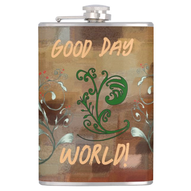 Cantil Vinyl Wrapped Flask "Good Day World" (Frente)