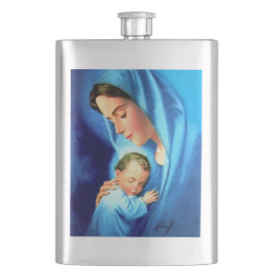 Cantil Virgem Abençoada Maria com Jesus Bebê