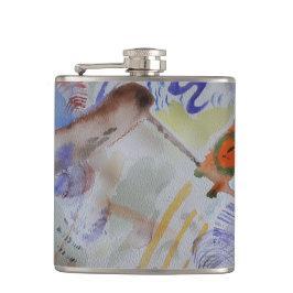 Cantil Watercolor Hummingbird Vinyl Wrapper Flask