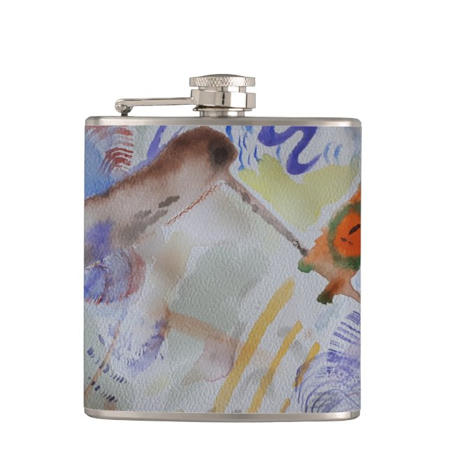 Cantil Watercolor Hummingbird Vinyl Wrapper Flask (Frente)