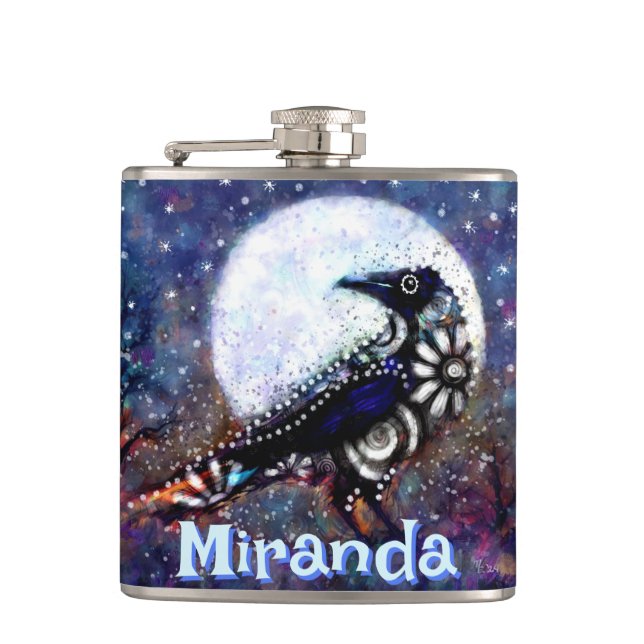 Cantil Whimsical Raven Moon Floral Personalizado (Frente)