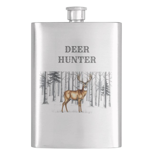 Cantil Whitetail Deer Em Forest Hunter Flask (Frente)