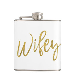 Cantil Wifey Flask com Tipografia de Folha de Ouro