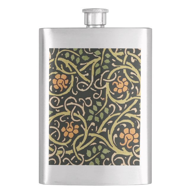 Cantil William Morris Black Floral Art Impressão Design (Frente)