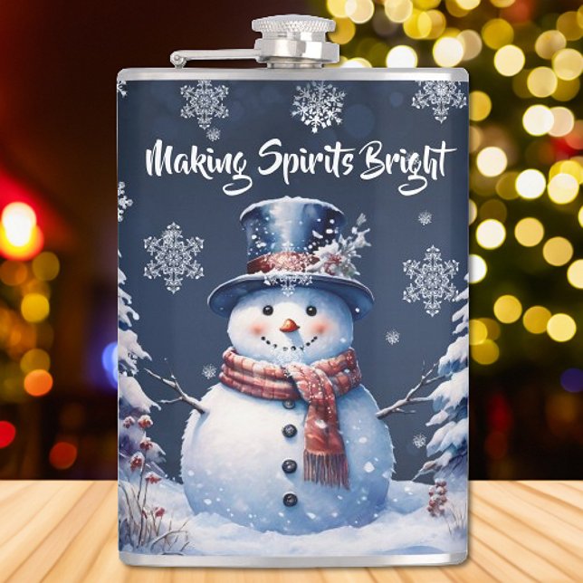 Cantil Winter Forest Snowman Natal (Winter Forest Snowman Christmas Flask)