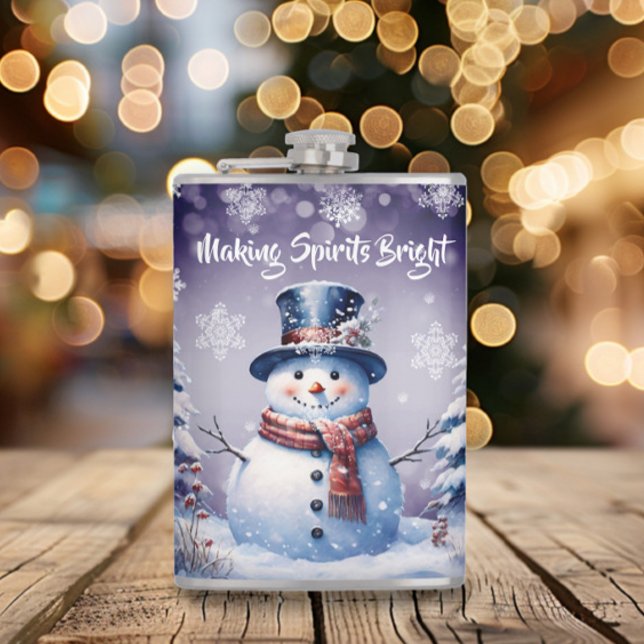 Cantil Winter Forest Snowman Natal | Roxa (Purple Winter Forest Snowman Christmas Flask)