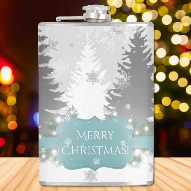 Cantil Wonderland Flask de inverno - Teal (Teal Winter Wonderland Flask)