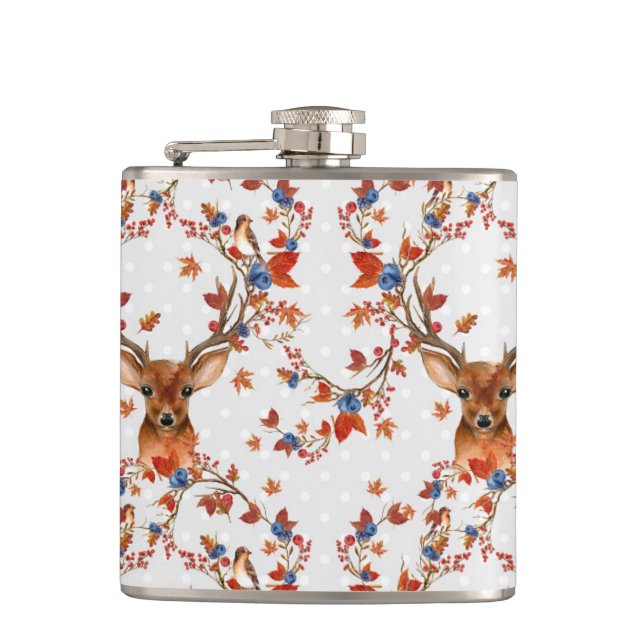 Cantil Woodland Deer Vinyl Wrapface Flask (Frente)
