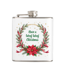 Cantil Woof Woof Christmas Flask - Customizable Text 